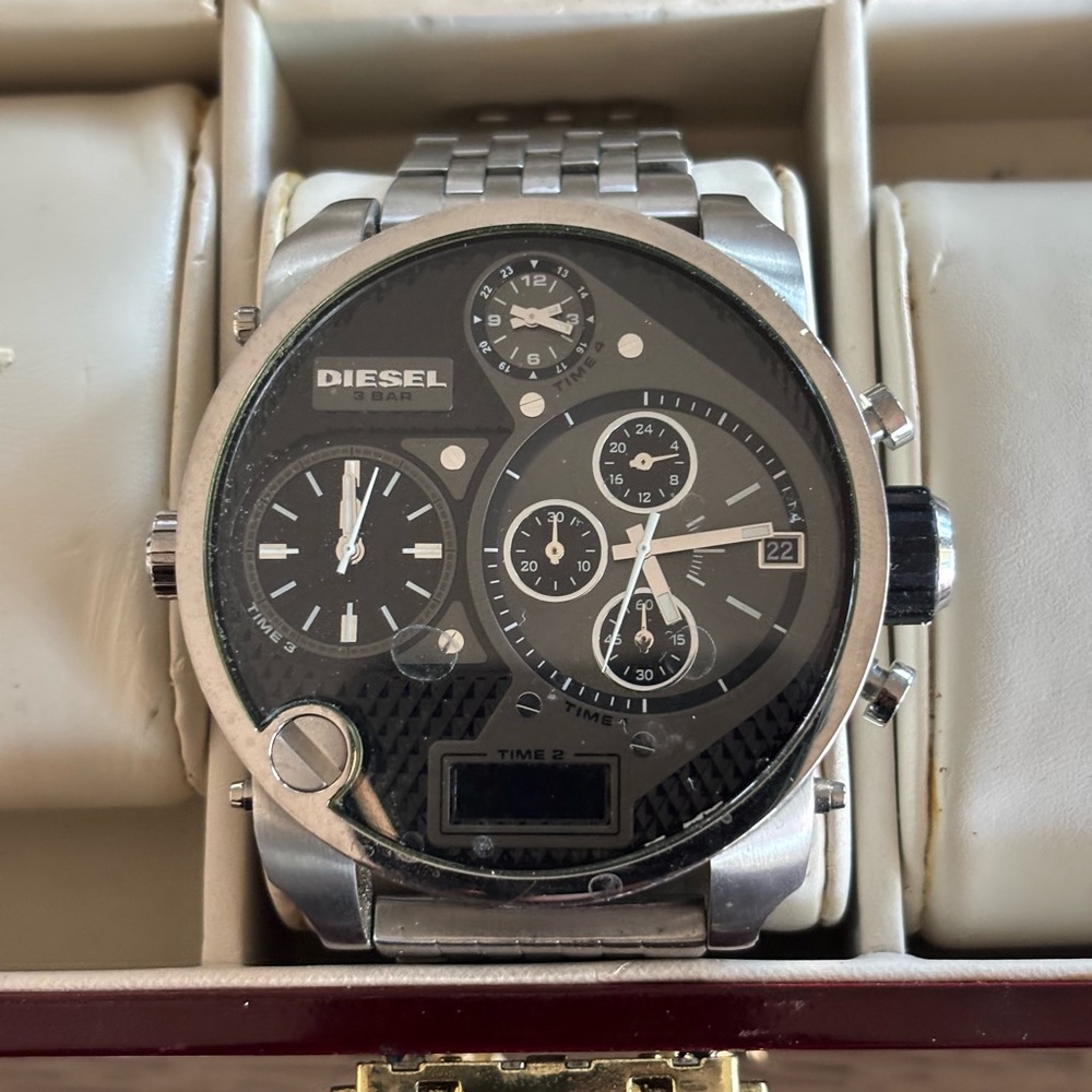 Diesel Black and Silver Chronograph Watch